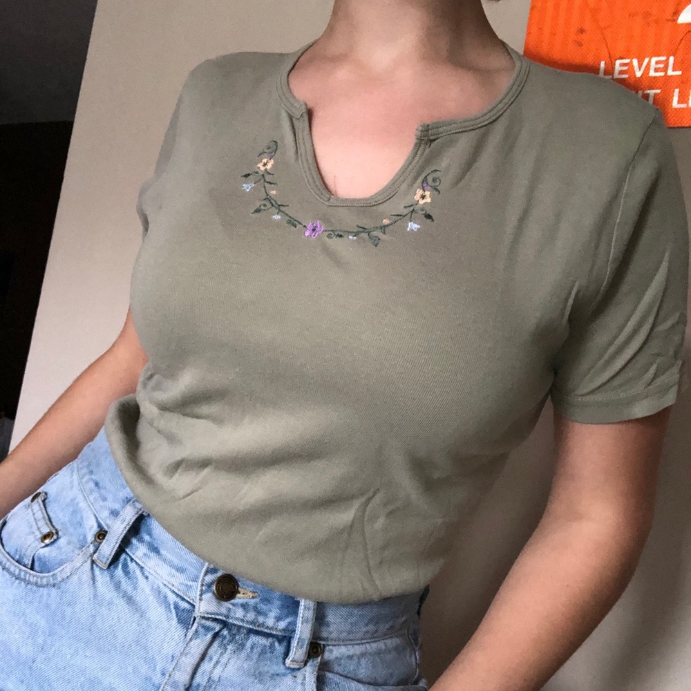 green floral tee